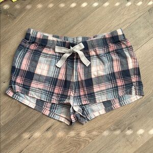 Old Navy Pink and blue flannel Plaid Pajama Shorts
